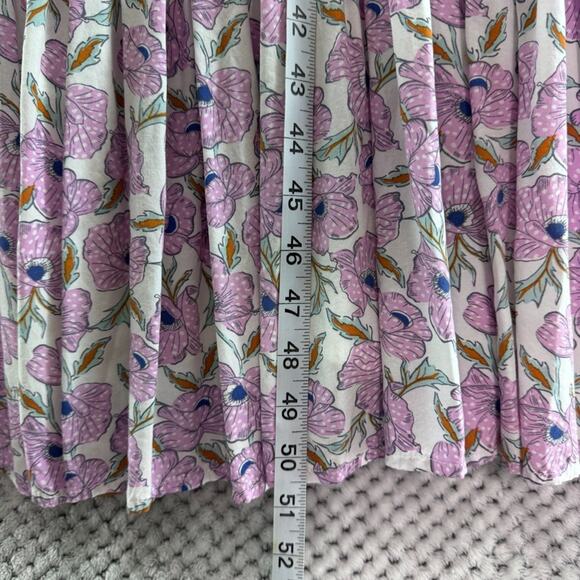 Haute Hippie Dress Womens M White Purple Floral Tiered Midi Smocked Cottage Boho - Picture 11 of 16